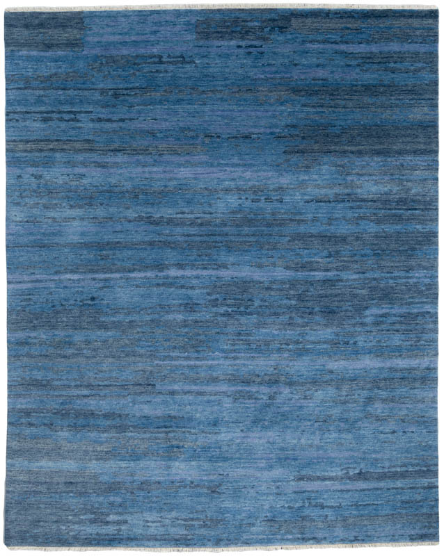 Essential Wool Landscape Blue Rug, Modern Blue Rug