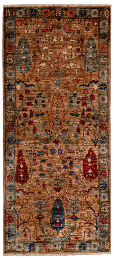 Fine Bakshaish Contemporary Camel Colored Vegetable Dyed Wool Short Bakshaish Wool Rug