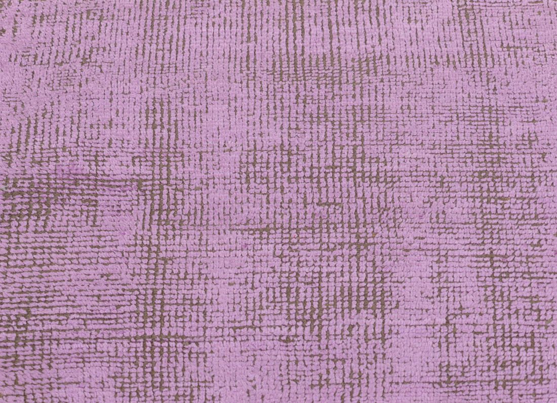 Designer Texture Hand Knotted Distressed Silk Lilac Pink/Taupe Rug