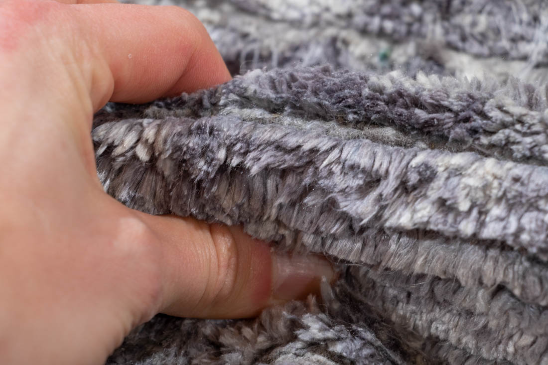 Natural Silk/Wool Blend Textured Light Grey Rug - Kebabian's Rugs