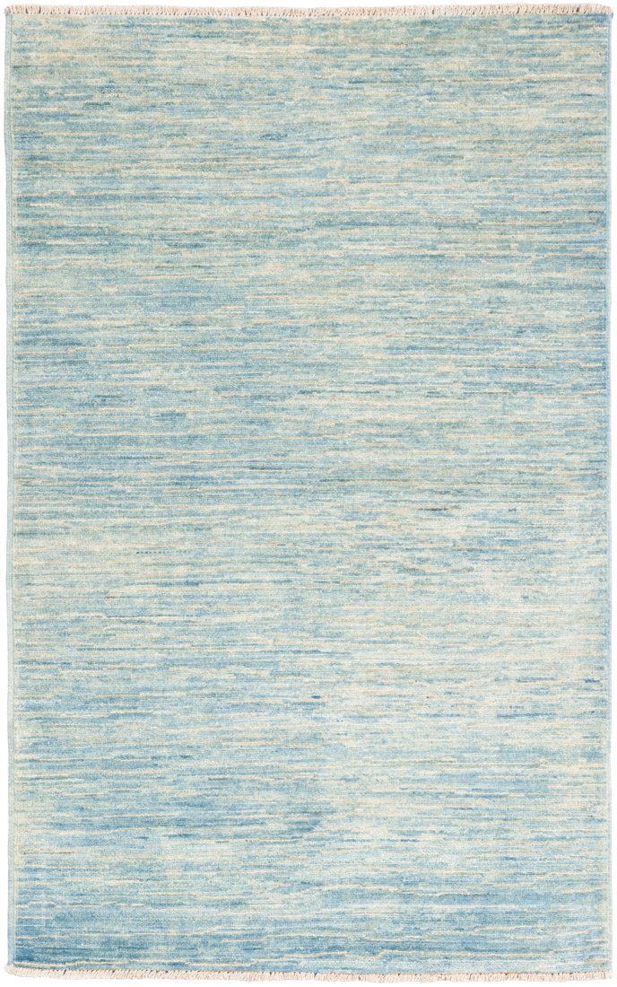 Contemporary Waves Blue Ivory Wool Rug, Blue Contemporary Rugs