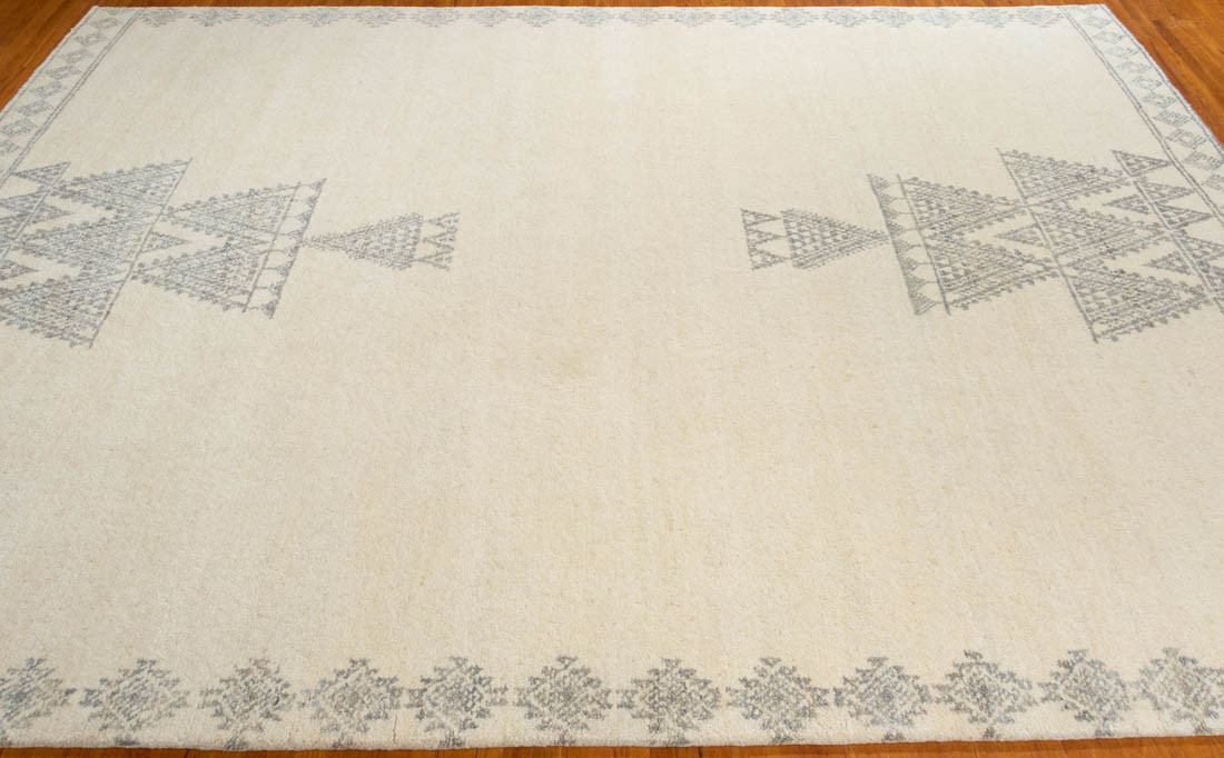 Essential Wool Primo Moroccan Hand Knotted Ivory/Grey/Blue Rug