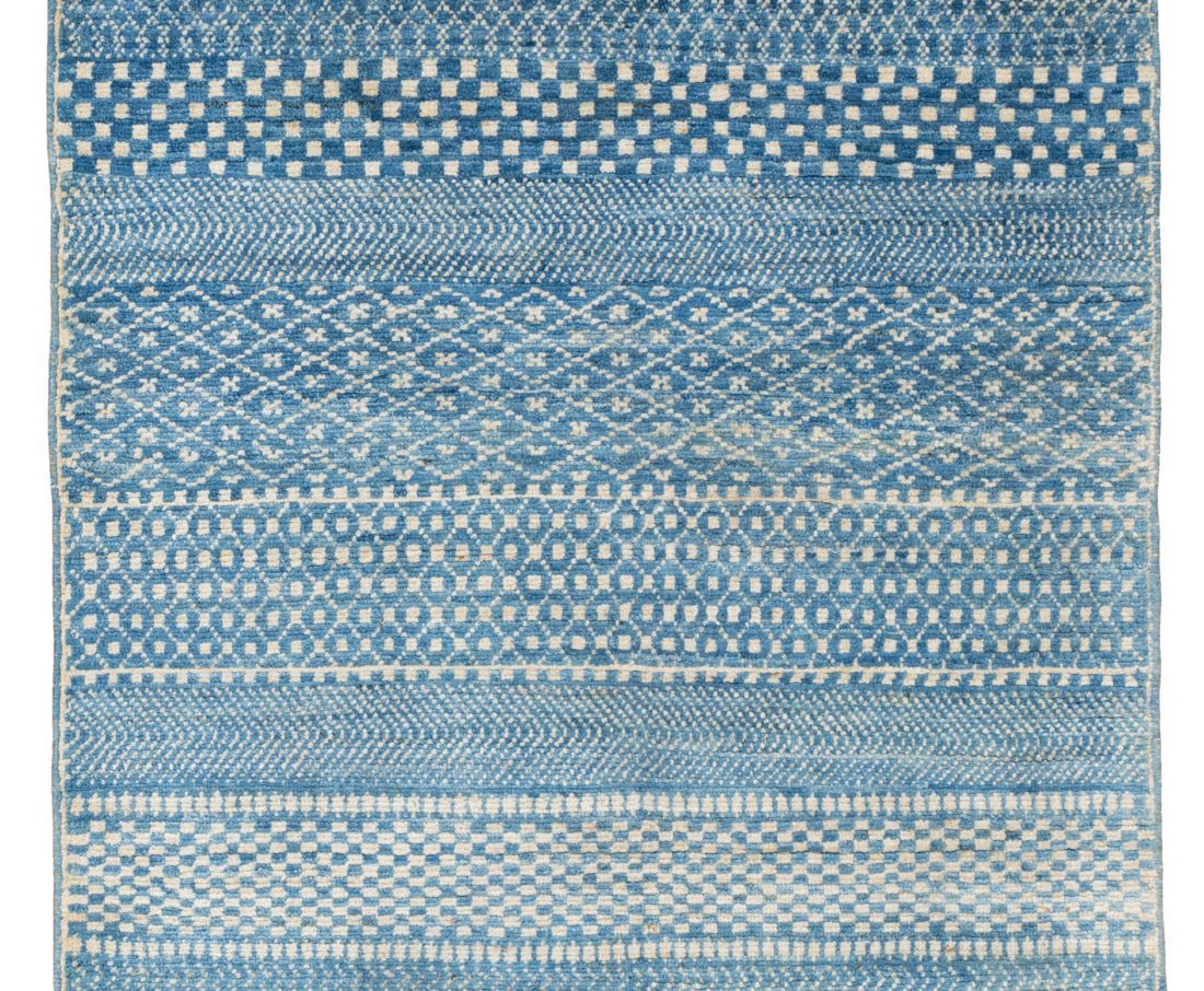 Afghan Gabbeh Blues Handwoven Tribal Rug - Kebabian's Rugs