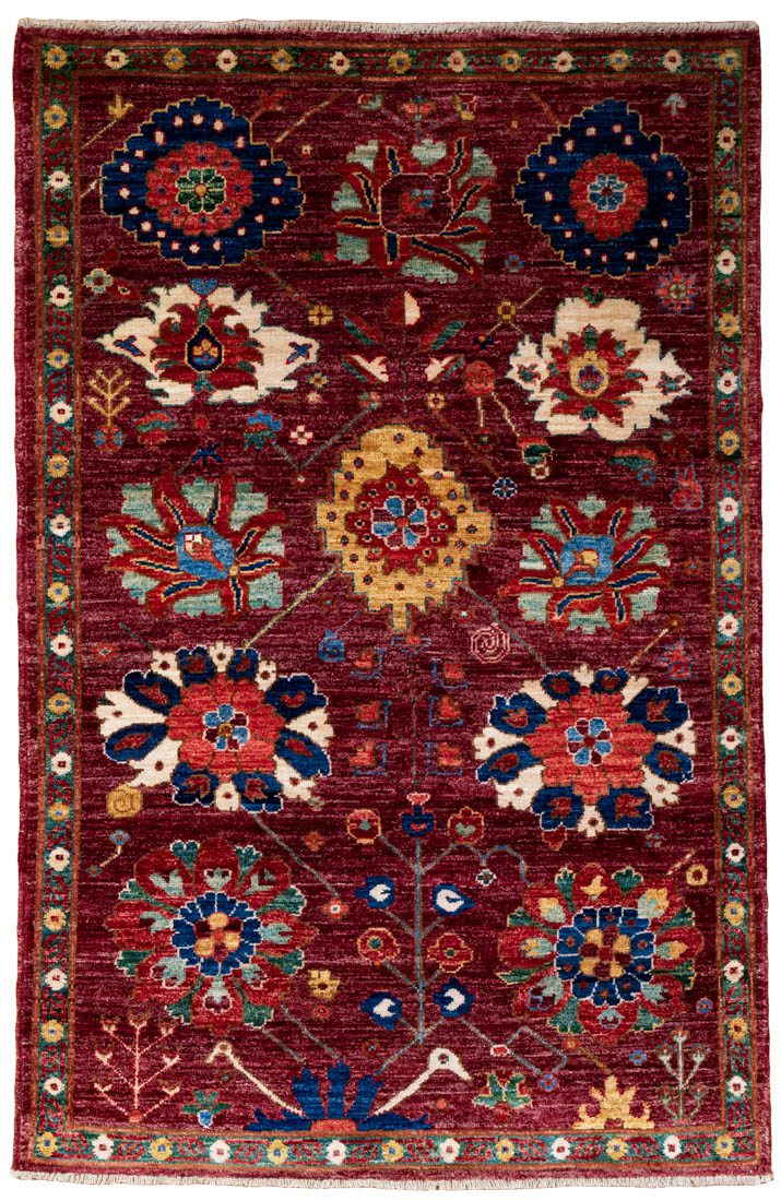 kurdish blossoms tribal wool rug