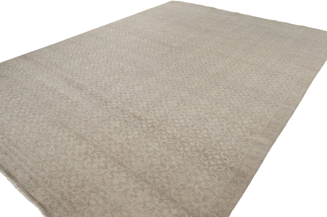 Designer Texture Silk/Wool Knotted Moroccan Ribbed Ivory/Taupe Rug -  Kebabian's Rugs