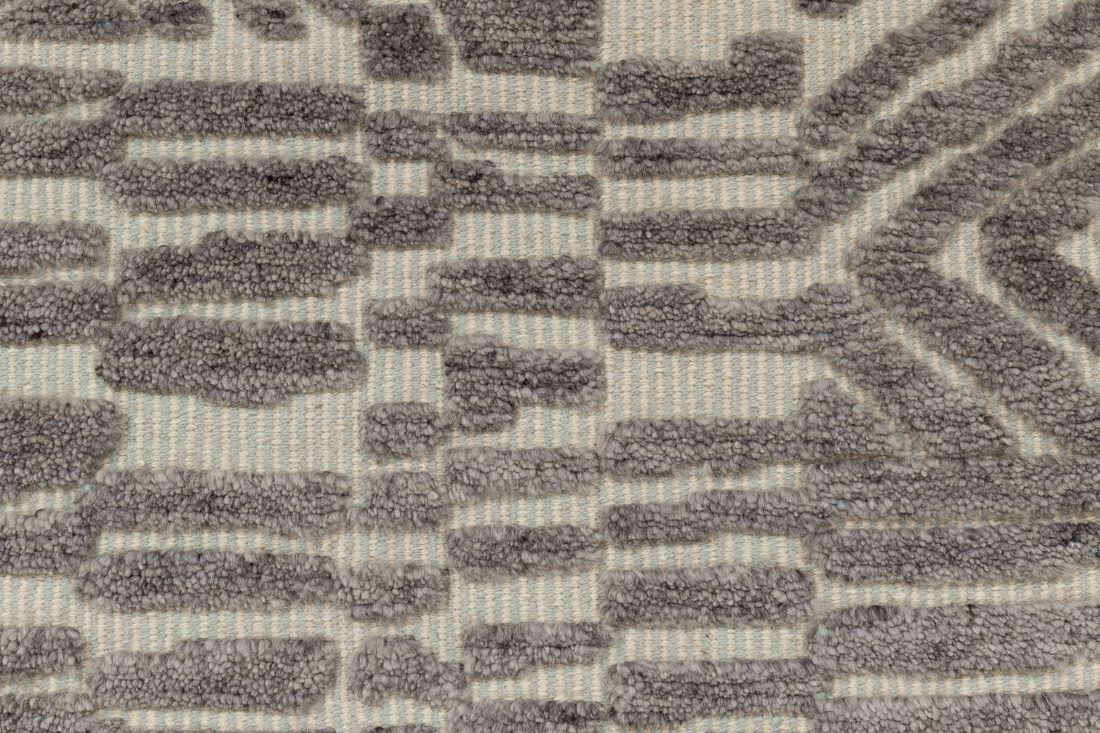 Moroccan Deco Gray/Ivory/Light Blue Wool Rug Kebabian's Rugs