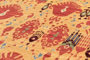 36639-Luxe_Textile_Fine_Ikat_Gold_Red_Wool_Rug-5'1''x7'1''-Afghanistan-6