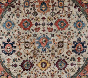 53470_BTR002A-Harshang_Round_Handwoven_Tribal_Rug-8'2''x8'2''-Afghanistan-1-Center