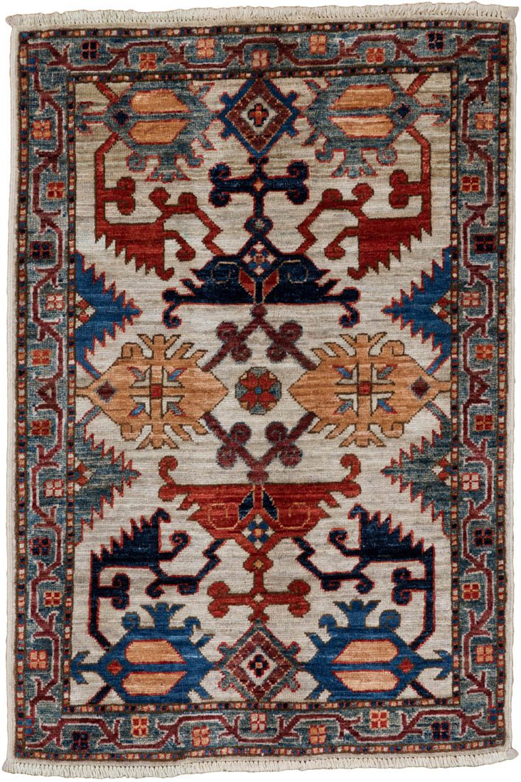 Afghan Lotto Oushak Handwoven Tribal Rug