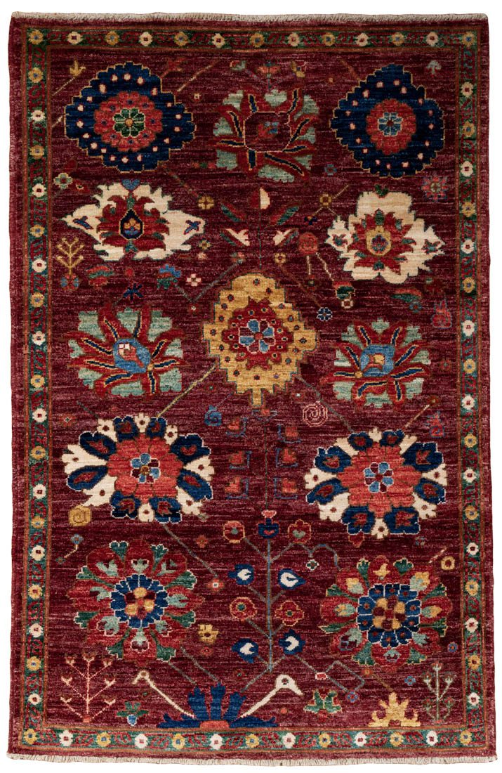 Afghan Kurdish Blossom Handwoven Tribal Rug