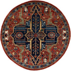 Afghan Serapi Round Handwoven Tribal Rug