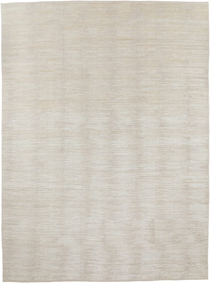 Afghan Fine Striations Ivory Cream Handwoven Rug