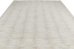 Afghan Fine Striations Ivory Cream Handwoven Rug