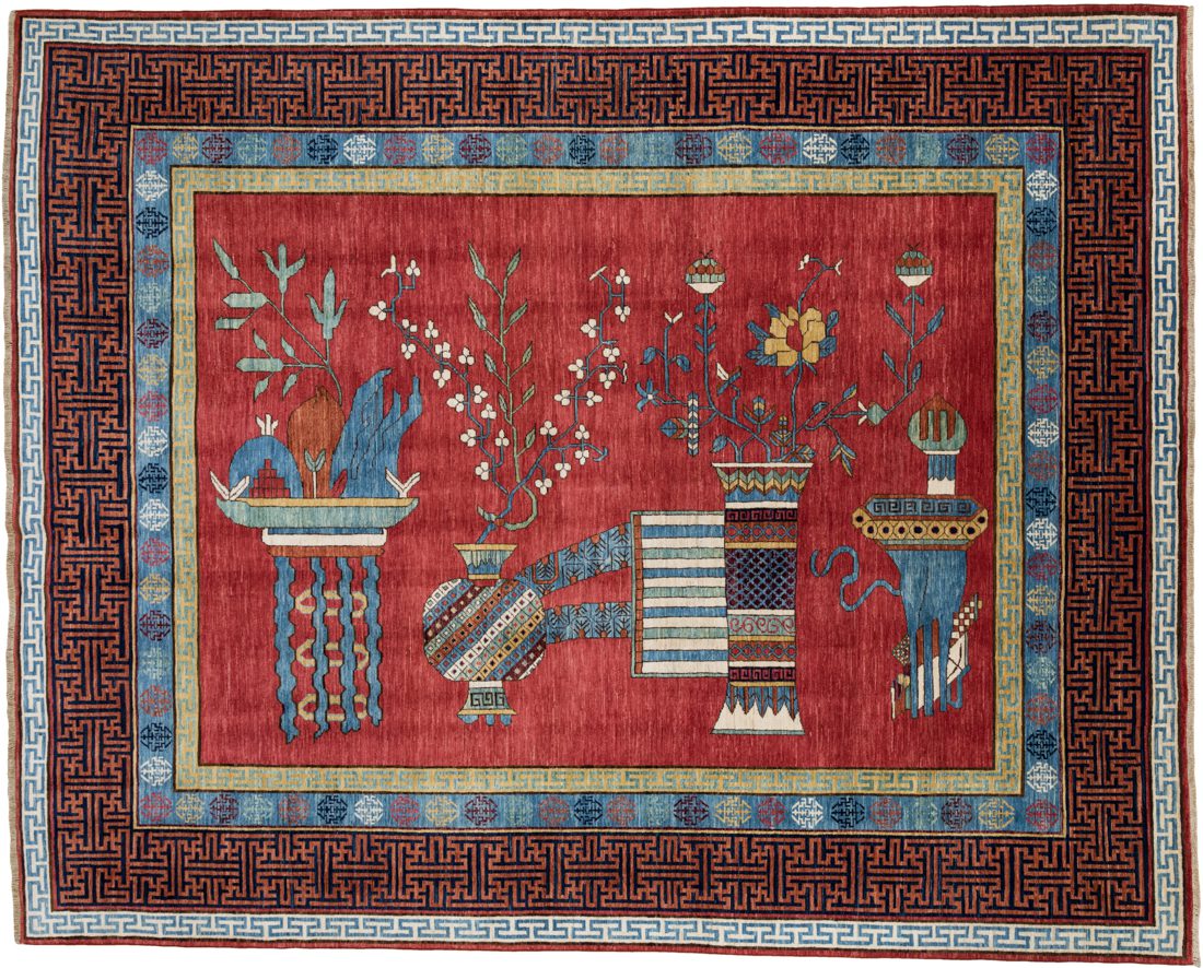 East Turkestan Pictorial Handwoven Rug