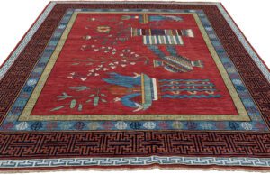 East Turkestan Pictorial Handwoven Rug