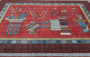 East Turkestan Pictorial Handwoven Rug