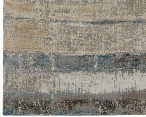 53664_UMD156C-Stratum_Gray_Blue_Ultimate_Modern_Oxidized_Wool_and_Silk_Rug-6'0''x9'0''-India-1-Border