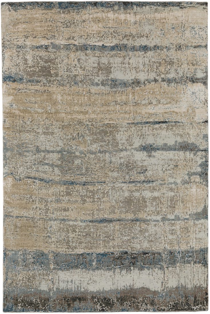 Modern Wool and Silk Oxidized hand knotted rug