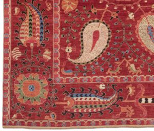 36730-Suzani_Very_Fine_Wool_Silk_Luxe_Textile_Handwoven_Rug-8'0''x10'0''-Afghanistan-1-Border