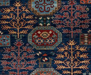 52206_BTR031A-Shrub_Kazak_Fine_Handwoven_Tribal_Rug-4'3''x4'4''-Afghanistan-1-Center