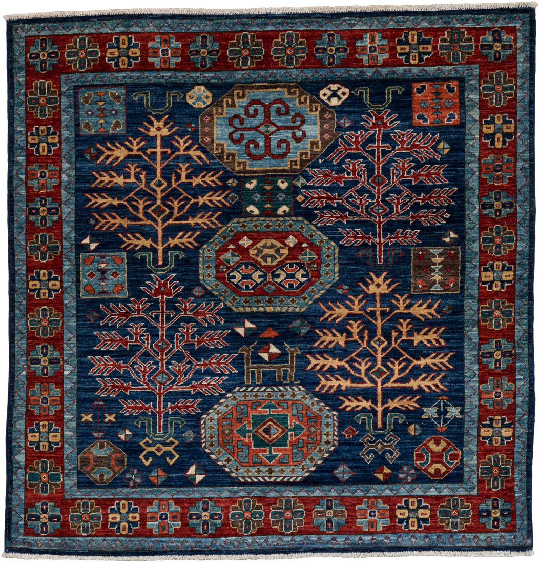 Afghan Shrub Kazak Handwoven Tribal Rug