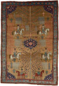 Antique Persian Bakshaish Folk Life Rug