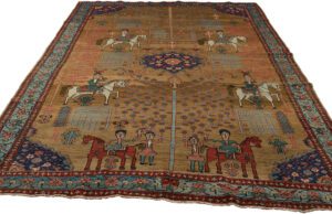 Antique Persian Bakshaish Folk Life Rug