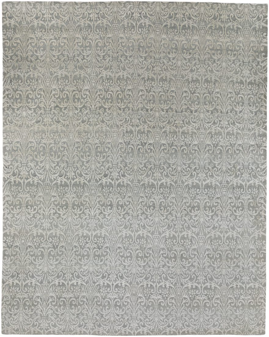 Tibetan wool and silk handwoven contemporary rug