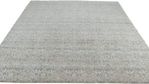 Tibetan wool and silk handwoven contemporary rug