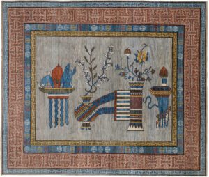 Afghan East Turkestan Pictorial Handwoven Tribal Rug