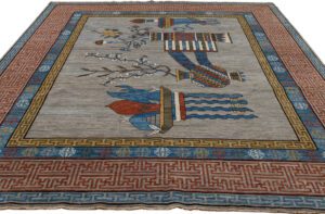 Afghan East Turkestan Pictorial Handwoven Tribal Rug