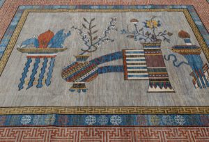 Afghan East Turkestan Pictorial Handwoven Tribal Rug