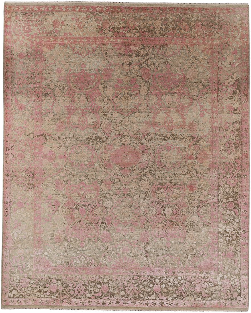 Transitional Wool and Silk Hand knotted Rug