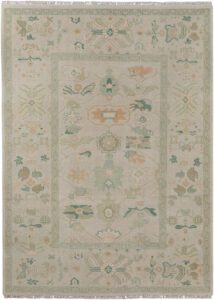 Turkish Knot Oushak Handwoven Rug