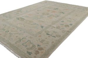 Turkish Knot Oushak Handwoven Rug