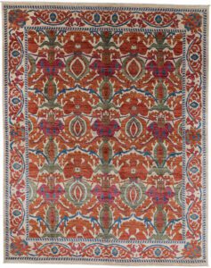 Afghan Art Nouveau Handwoven Tribal Rug