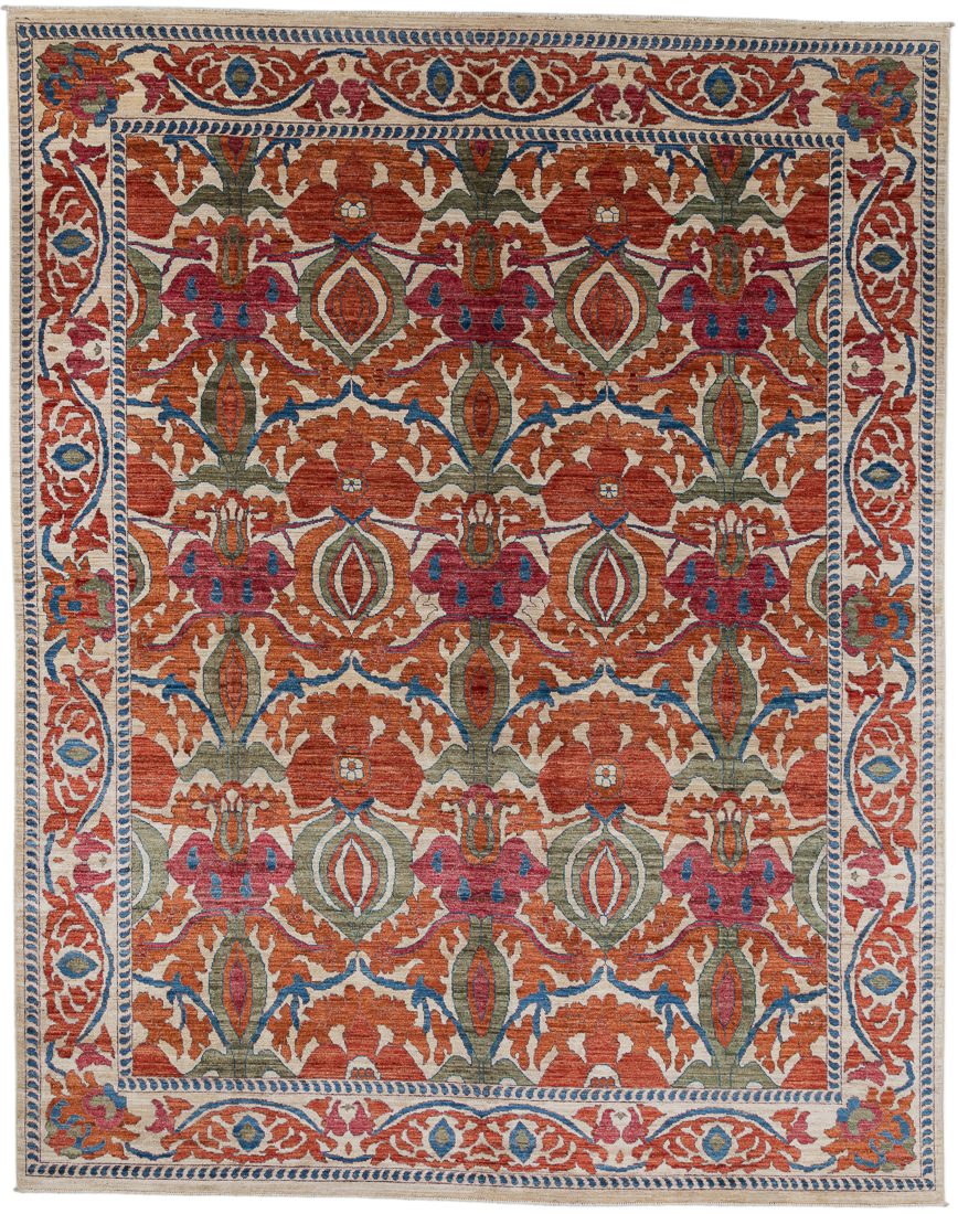 Afghan Art Nouveau Handwoven Tribal Rug