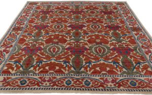Afghan Art Nouveau Handwoven Tribal Rug